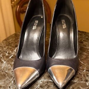 Michael Kors Black Heels with Silver Tips